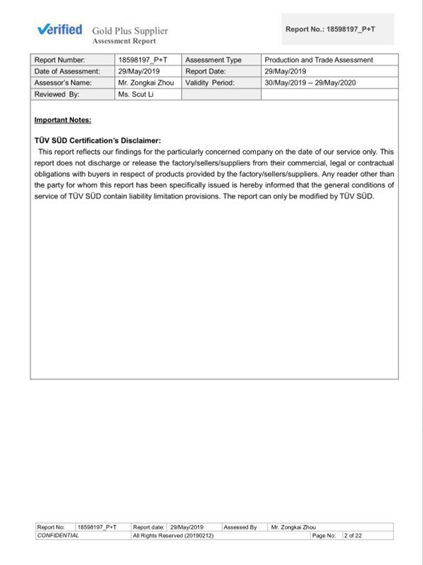 Supplier Assessment Report Ningbo Yinzhou Handi Plastic Industry Co., Ltd.
